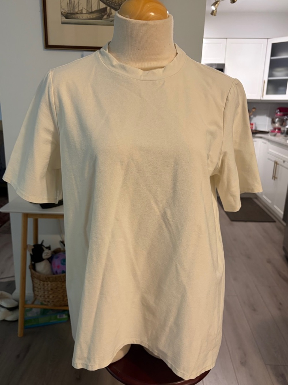 Eileen Fisher Cream Short-Sleeve Crewneck Shirt